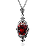Hand Made Real 925 Sterling Silver Garnet Stone Necklace Pendant For Women Statement Vintage Fine Jewelry Mother Trendy Gifts