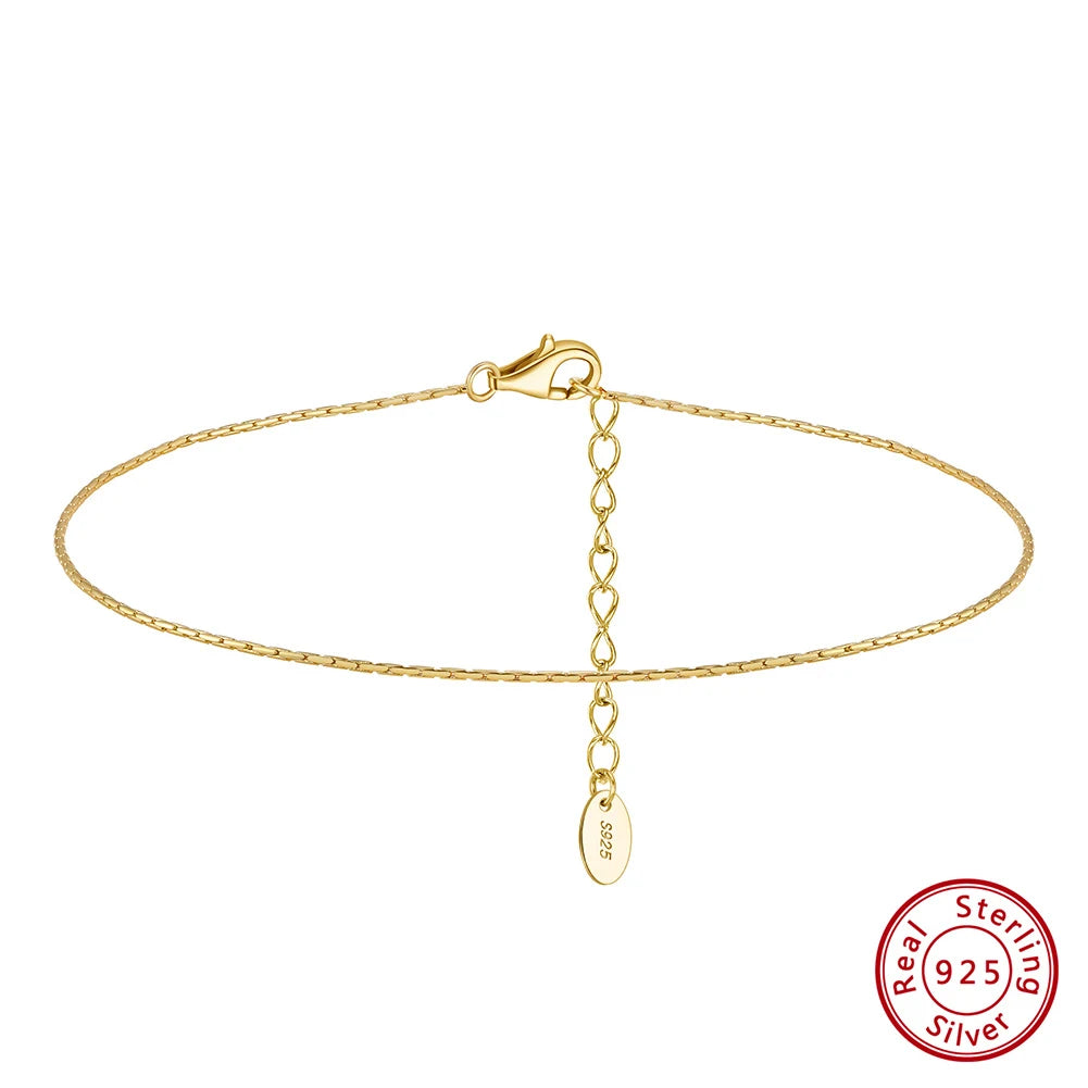 Rinntin 925 Sterling Silver Fish Lips Chain Anklet for Women Fashion Foot Bracelet Summer Sexy Silver Ankle Straps Jewelry SA33