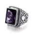 Massive 925 Sterling Silver Thick Men's Rings Amethyst Vintage Art Deco Revival Vintage Male Jewelry Party Gift For Husband
