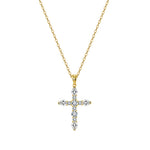 Rinntin Real Moissanite Diamond Cross Pendant 925 Sterling Silver Necklace Party Choker Chain Fine Jewelry Accessories MON16