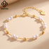 Rinntin Rerto 14K Gold 925 Sterling Silver Pearls Chain Bracelet Pearl Beads Bracelet on Hand Female Party Jewelry GPB40
