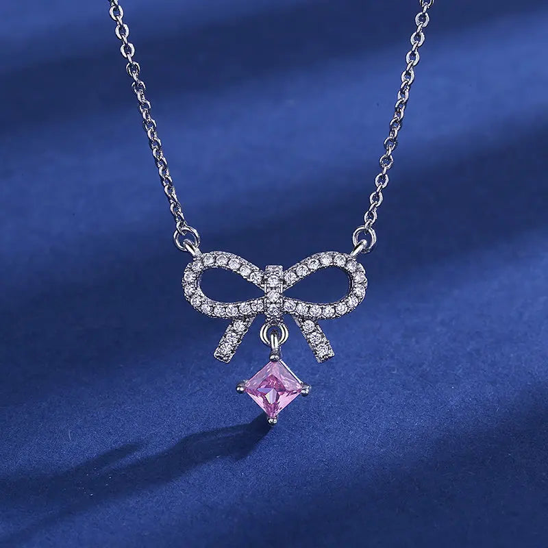 New Fashion 925 Sterling Silver Jewelry Round Zircon Pendants Necklaces Women Fine Semi Rhinestone Circle Clavicle Chain Choker