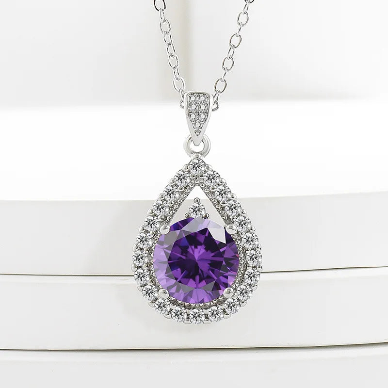 4CT Trendy Fashion s925 Silver Color D Green Moissanite Classic Angle Wing Neckalce Charms Women Party Jewelry Gift