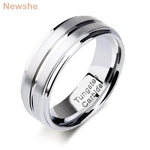 Newshe Mens Wedding Band Tungsten Carbide Rings Fashion Groove Ring 8mm Charm Jewelry Party Anniversary Gift Never Fade
