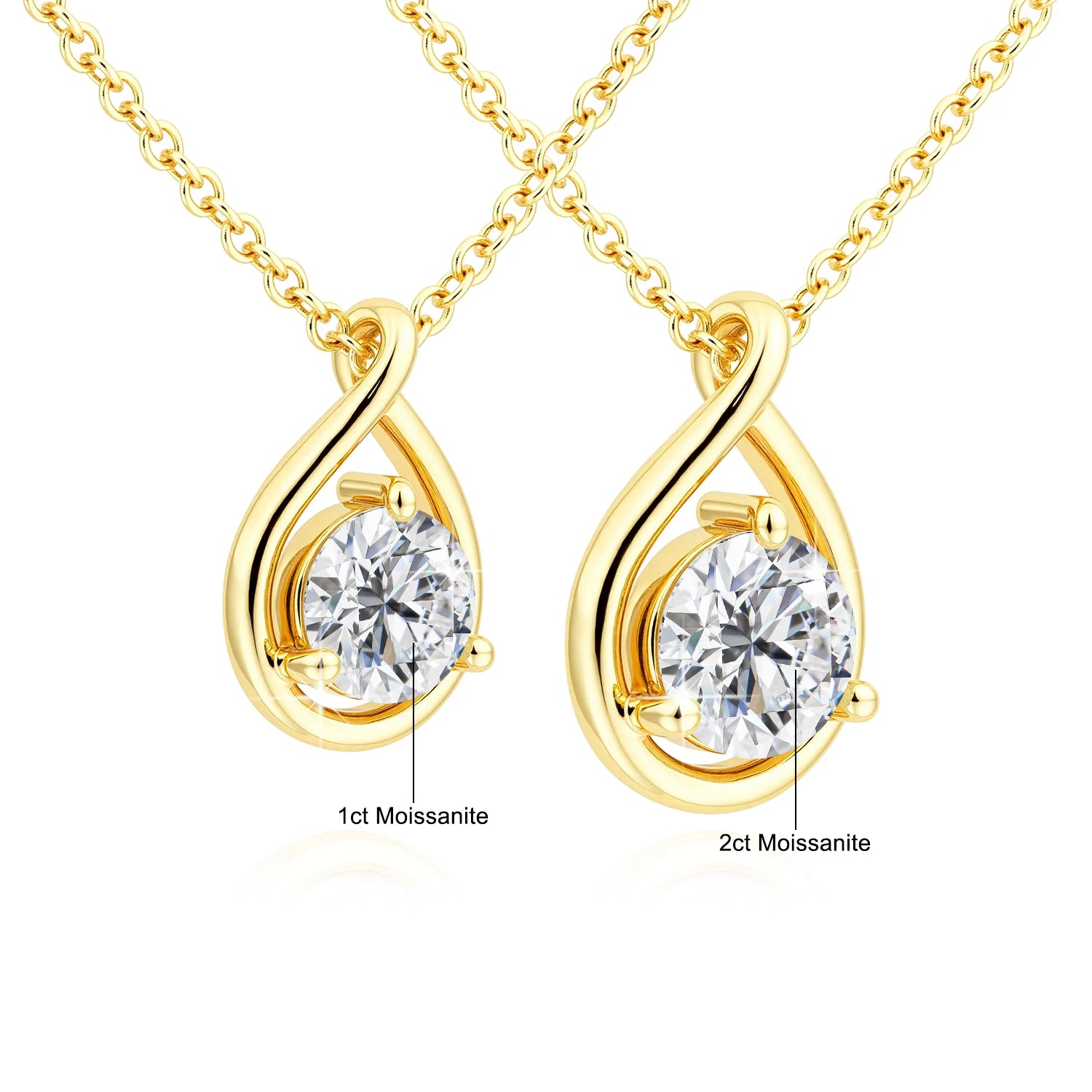 14K Gold Round Cut Moissanite Diamond Necklaces for Women Water Drop Shape Solitaire Pendant Wedding Engagement Simple Jewelry