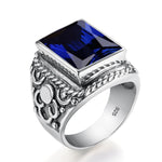 Massive 925 Sterling Silver Thick Men's Rings Amethyst Vintage Art Deco Revival Vintage Male Jewelry Party Gift For Husband