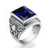 Massive 925 Sterling Silver Thick Men's Rings Amethyst Vintage Art Deco Revival Vintage Male Jewelry Party Gift For Husband