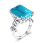 Unique 100% 925 Sterling Silver Aquamarine Ring For Women Vintage Filigree Persian Design Ring Anniversary Fine Jewelry Gifts