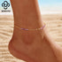 Rinntin 925 Sterling Silver Natural Turquoise Anklet with Butterfly Chain for Women Dainty Vintage Straps Jewelry SA85