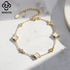 Rinntin New Design 925 Sterling Silver Lucky Four Leaf Clover Women's White Shell Bracelet Jewelry for Girlfriend Present GMB68