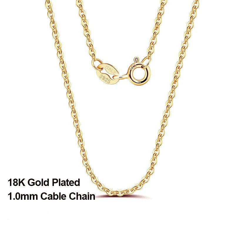 Rinntin 925 Sterling Silver Cable Link Chain Necklace for Women 45cm/50cm/55cm Simple Women's Neck Chain Silver Jewelry SC06