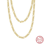 Rinntin High Quality 40- 60cm Women Men Figaro Necklace 925 Silver Figaro Link Chain Necklaces Choker Jewelry Party Gift SC27