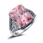 100% 925 Sterling Silver Garnet Mens Rings With Stone 12*16mm Rectangle Big Vintage Byzantine Jewelry Gifts For Men