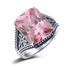100% 925 Sterling Silver Garnet Mens Rings With Stone 12*16mm Rectangle Big Vintage Byzantine Jewelry Gifts For Men