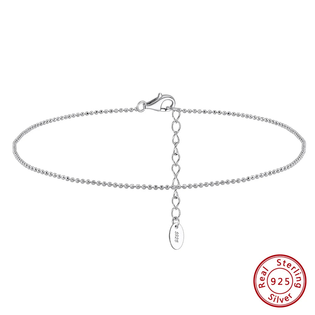 Rinntin 925 Sterling Silver Fish Lips Chain Anklet for Women Fashion Foot Bracelet Summer Sexy Silver Ankle Straps Jewelry SA33