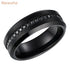 Newshe Black Tungsten Carbide Wedding Rings for Men Half Eternity AAAAA Round Cubic Zircon Charm Jewelry