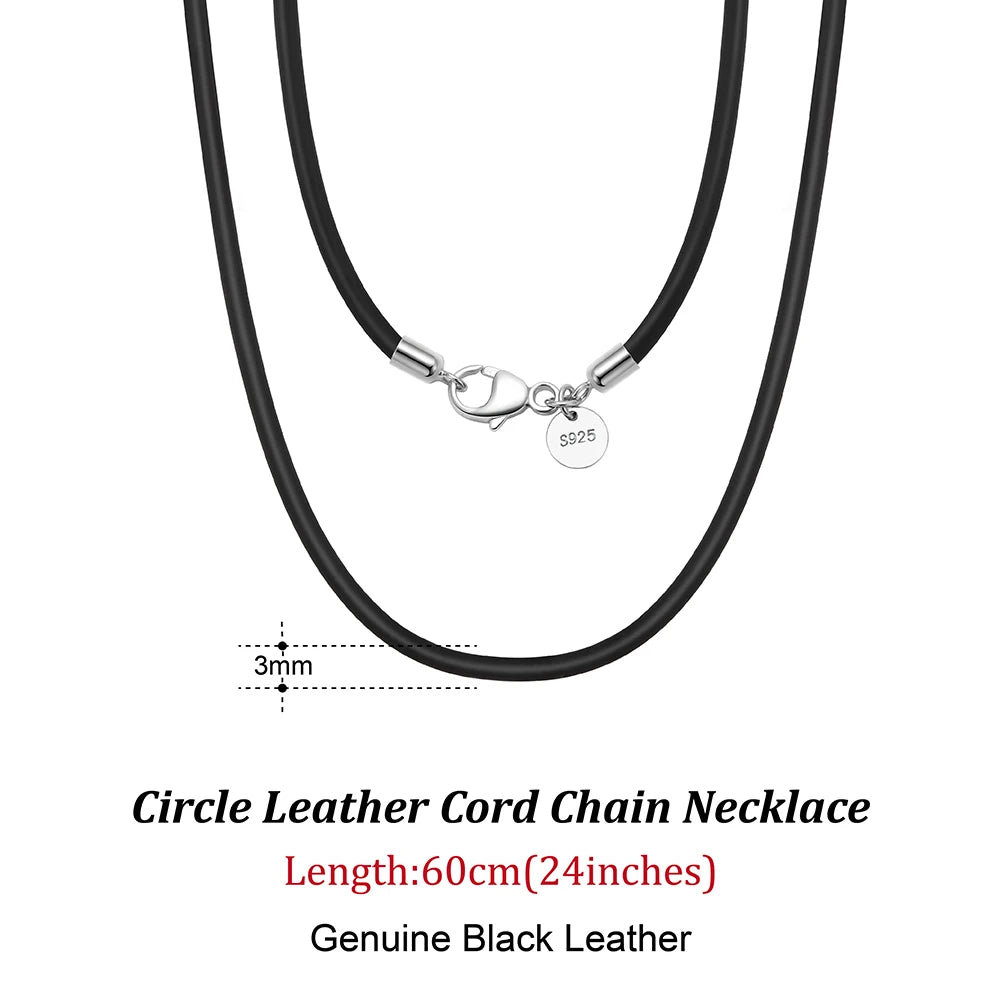 Rinntin Genuine Italian 2mm Brown Leather Cord Chain Necklace for Women Men with 925 Sterling Silver Clasp Trendy Jewelry SC62