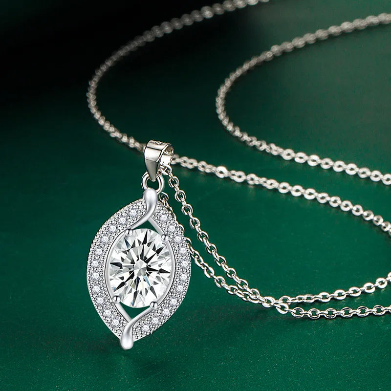 New 925 Sterling Silver Jewelry Elegant Feather Zircon Pendants Necklaces Women Fashion Exquisite Symbol CZ Wild Clavicle Chain