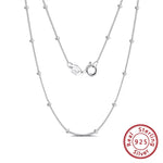 Rinntin 100% 925 Sterling Silver Small Smooth Bead Ball Necklace 16-24 Inches Chain for Unisex High Quality Party Jewelry SC22
