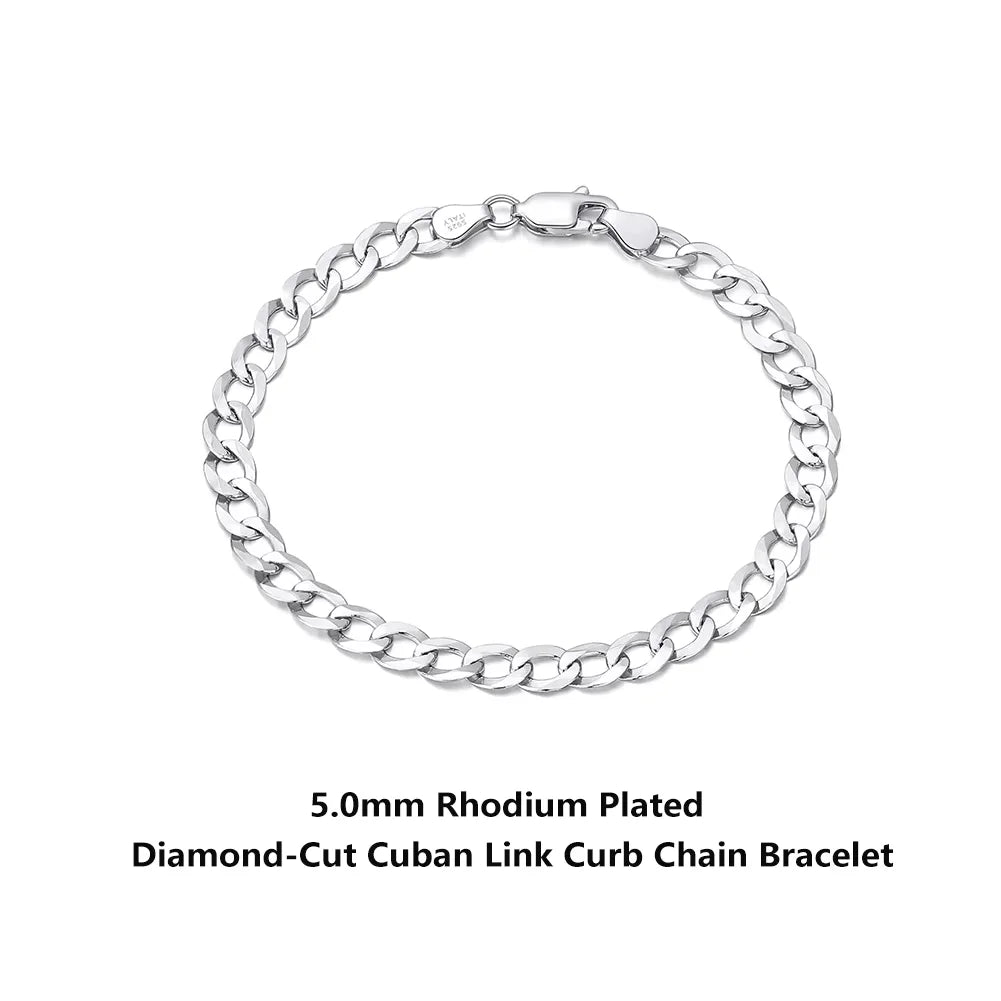 Rinntin 18K Gold Over 925 Sterling Silver 3mm Italian Cuban Chain Bracelet for Women Men Trendy Silver Bracelet Jewelry SB123