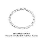 Rinntin 18K Gold Over 925 Sterling Silver 3mm Italian Cuban Chain Bracelet for Women Men Trendy Silver Bracelet Jewelry SB123
