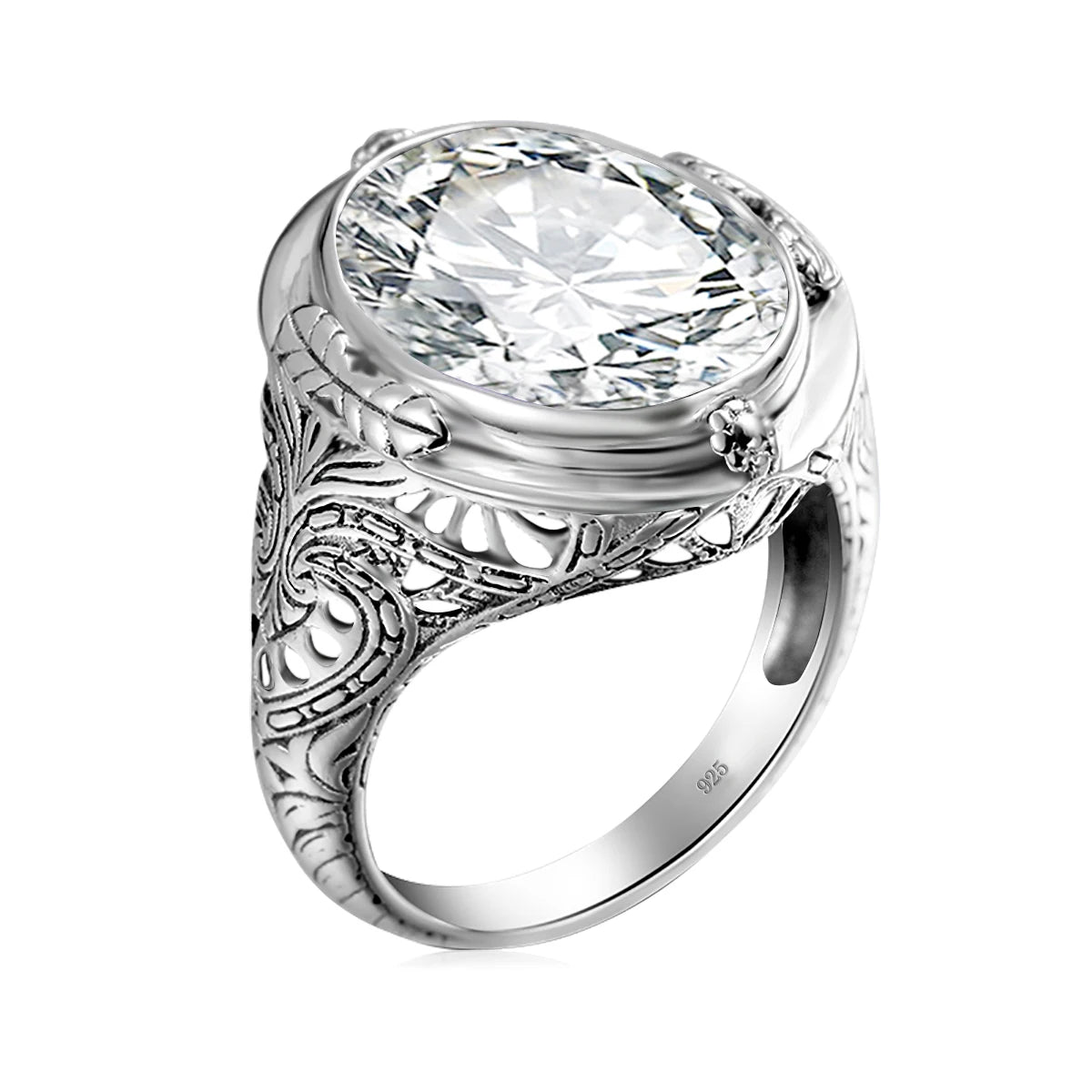 Genuine 925 Sterling Silver 14*18mm Oval Created Ruby Ring For Women Vintage Punk Birthday Stone Wedding Party Fashion Jewellery