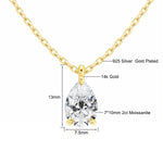 14K Gold Pear Cut Moissanite Diamond Necklaces for Women 0.5ct 1ct 2ct D VVS1 Solitaire Pendant Wedding Jewelry Certified