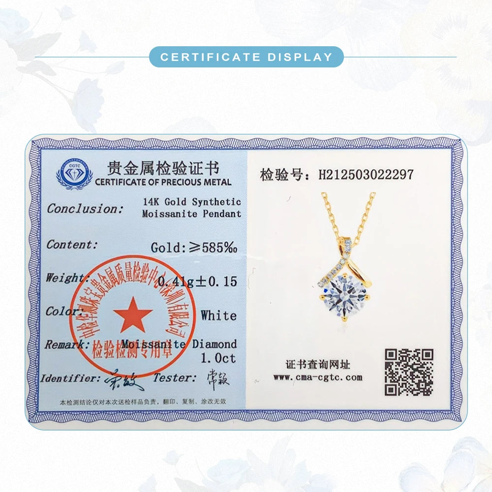 14K Gold Twist Round Cut Moissantie Diamond Necklace for Women Love Engagement k Gold Pendant Certificate Factory Wholesale