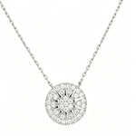 Newshe Solid 925 Sterling Silver Moissanite Sunburst Pendant Necklace 14K Gold Plated Dainty Chain for Women Jewelry Gift