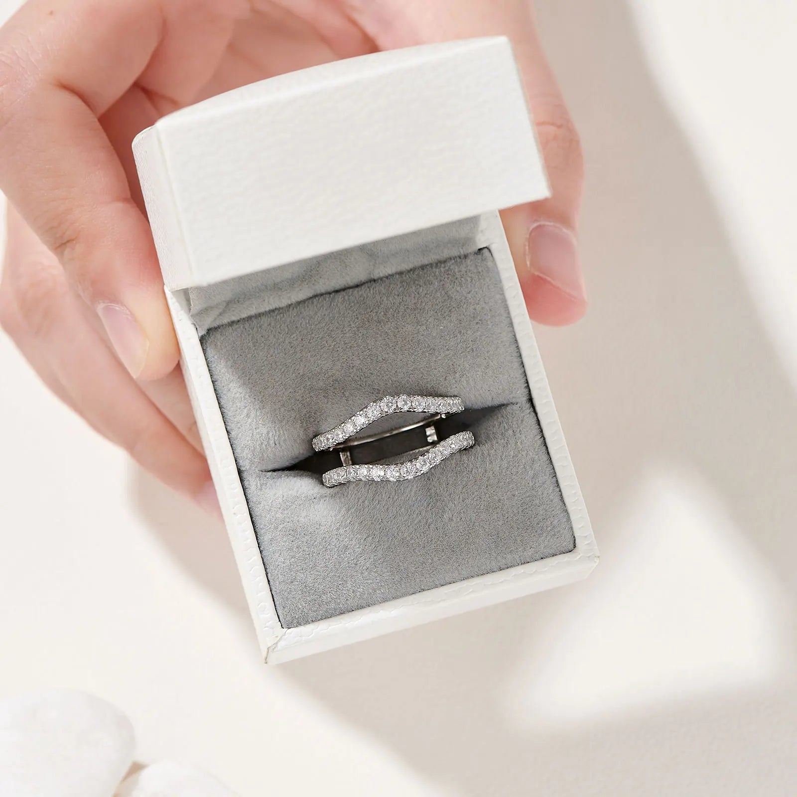 Newshe 925 Sterling Silver Moissanite Rings for Women Engagement Wedding Band Simulated Diamond Jewelry Luxury Enhancer Ring