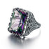 Kpop Ring For Women Real 925 Sterling Silver Punk Ring Mystic Rainbow Topaz Gemstones Wide Large Vintage Silver Jewelry