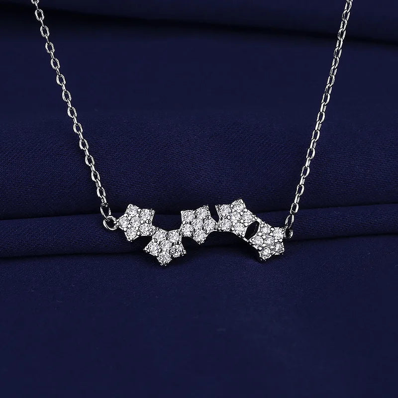 New Fashion 925 Sterling Silver Jewelry Round Zircon Pendants Necklaces Women Fine Semi Rhinestone Circle Clavicle Chain Choker