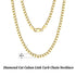Rinntin 18K Gold Over 925 Sterling Silver 3mm/5mm Italian Diamond Cut Cuban Link Curb Chain Necklace for Women Men Jewelry SC60
