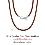 Rinntin Genuine Italian 2mm Brown Leather Cord Chain Necklace for Women Men with 925 Sterling Silver Clasp Trendy Jewelry SC62
