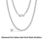 Rinntin 18K Gold Over 925 Sterling Silver 3mm/5mm Italian Diamond Cut Cuban Link Curb Chain Necklace for Women Men Jewelry SC60