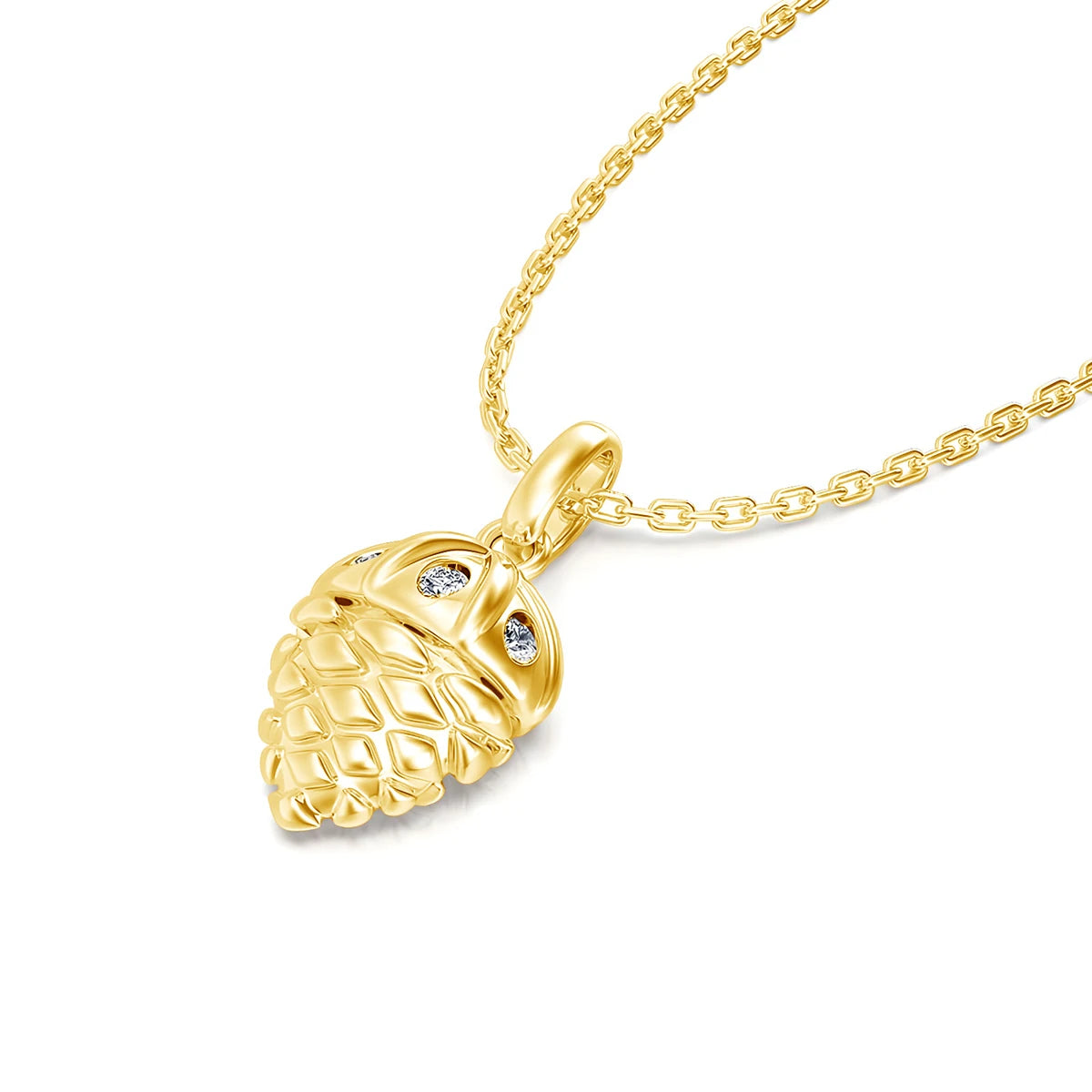 Recommend Lucky Acorn 14K Gold Pendant with Sterling Silver Chain Necklace for Women 3 Moissanite Stones Christmas Party Gifts