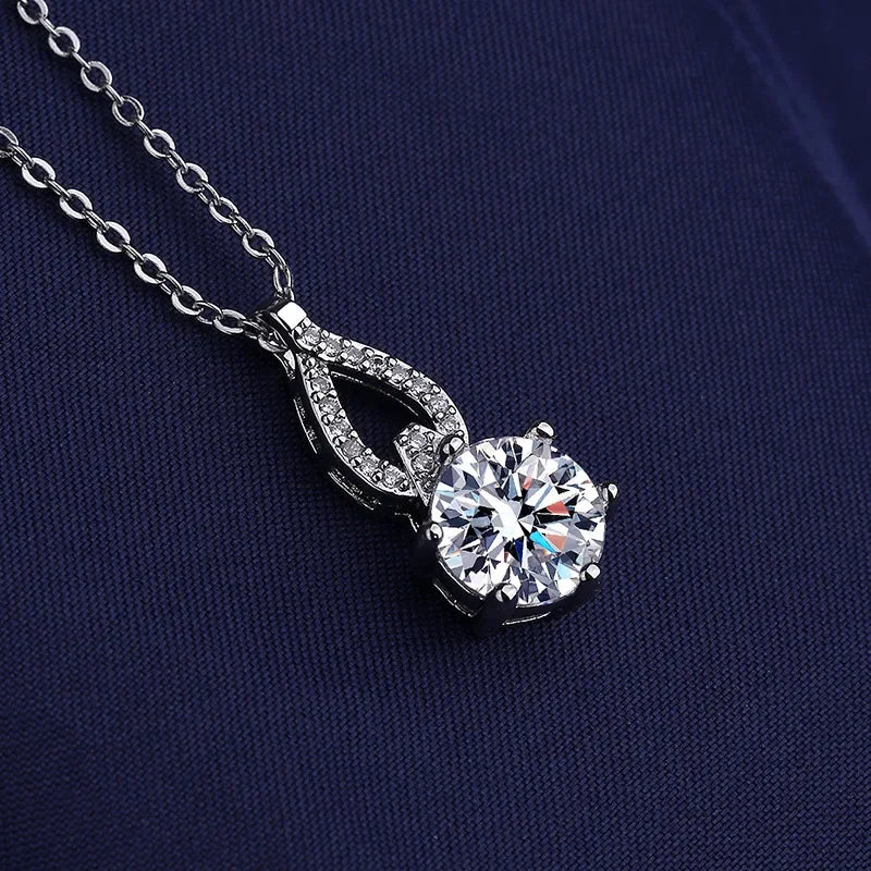 925 Sterling Silver Necklace For Women Round Pendent Sparkling Pave CZ Necklace Fashion Anniversary Birthday Jewelry Gifts N755