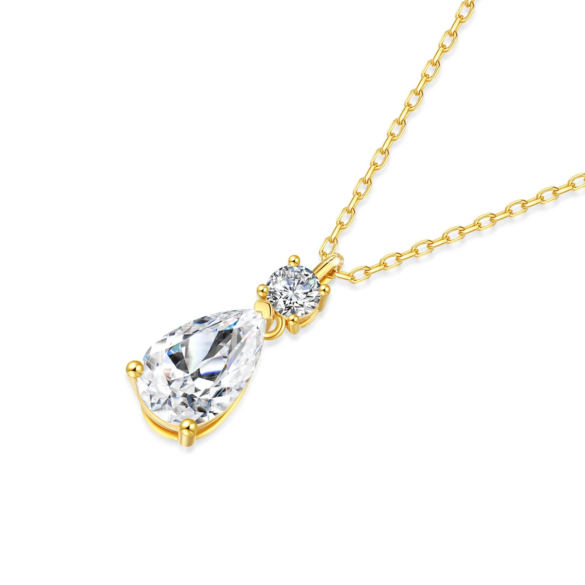 Trendy Lovers' Real 14k Gold Necklace Pear Cut Moissanite Diamond 3 Carat 7*11mm Wedding K gold Jewelery for Women Certified