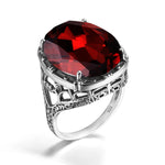 Real 925 Silver Women Amethyst Gemstone Ring Wedding Rings Handmade Processing Victorian Antique Jewelry