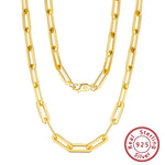 Rinntin Diamond Cut Paper Clip Necklace S925 Sterling Silver 14K 18K Gold Plated Stacked Necklaces PaperClip Collar Chain SC39