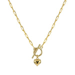Rinntin 925 Sterling Silver 14K Gold Heart Pendant Necklace for Women Elegant Fine Jewelry Necklace with OT Toggle Clasp SC97