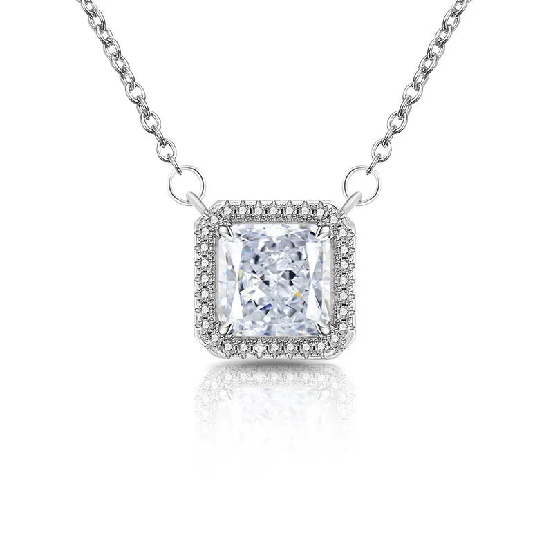8*8mm 2CT Trendy Fashion s925 Silver Color D Green Moissanite Classic Angle Wing Neckalce Charms Women Party Jewelry Gift