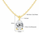 14K Gold Pear Cut Moissanite Diamond Necklaces for Women 0.5ct 1ct 2ct D VVS1 Solitaire Pendant Wedding Jewelry Certified