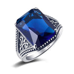 100% 925 Sterling Silver Garnet Mens Rings With Stone 12*16mm Rectangle Big Vintage Byzantine Jewelry Gifts For Men