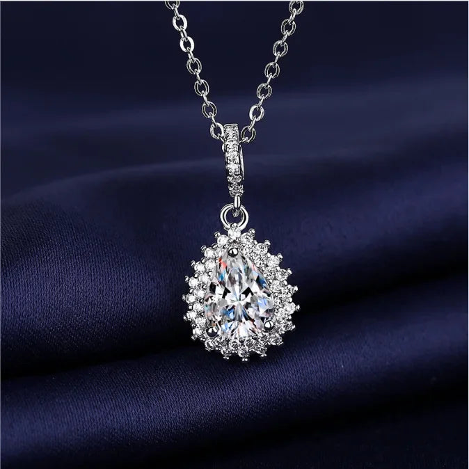 New Fashion 925 Sterling Silver Jewelry Round Zircon Pendants Necklaces Women Fine Semi Rhinestone Circle Clavicle Chain Choker