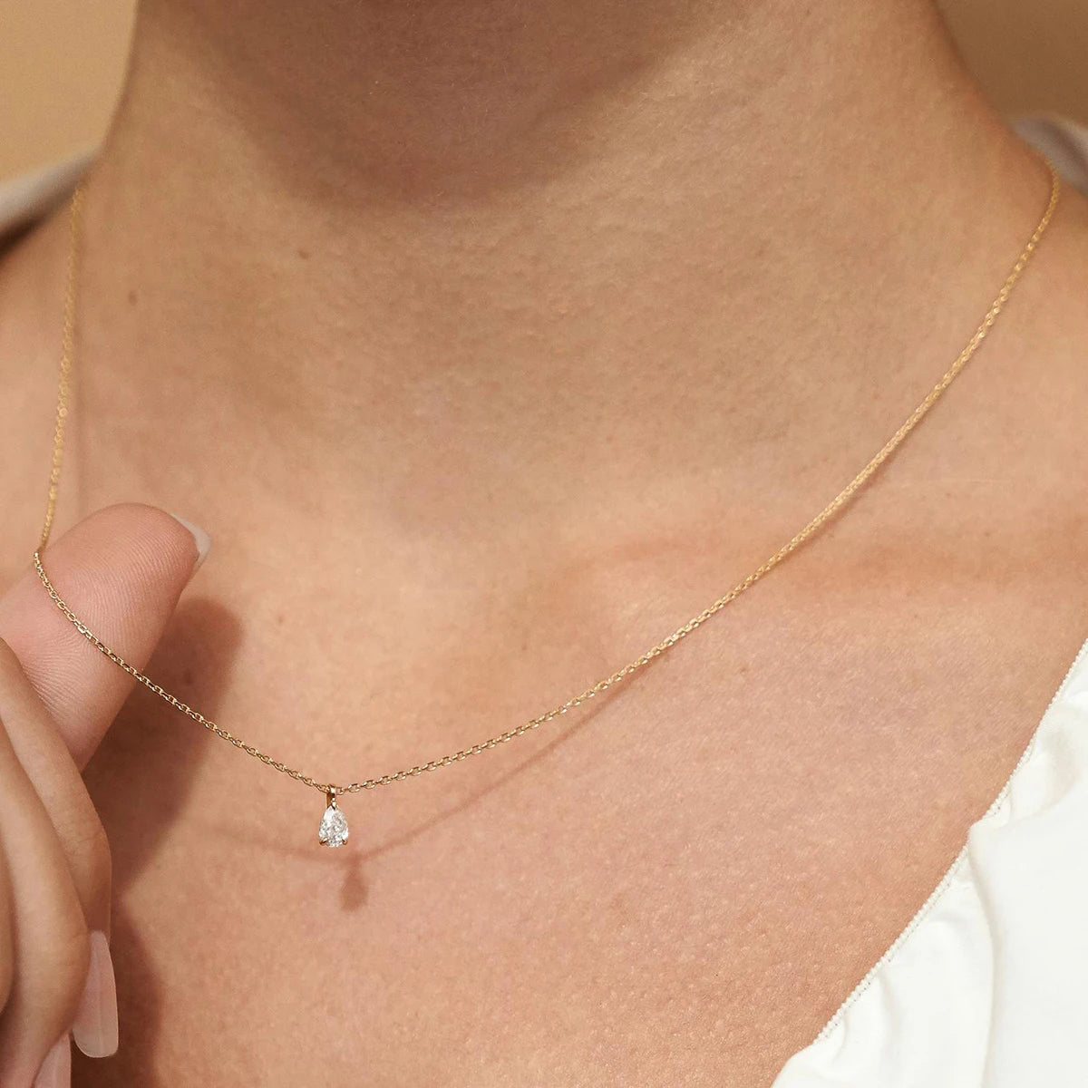 14K Gold Pear Cut Moissanite Diamond Necklaces for Women 0.5ct 1ct 2ct D VVS1 Solitaire Pendant Wedding Jewelry Certified