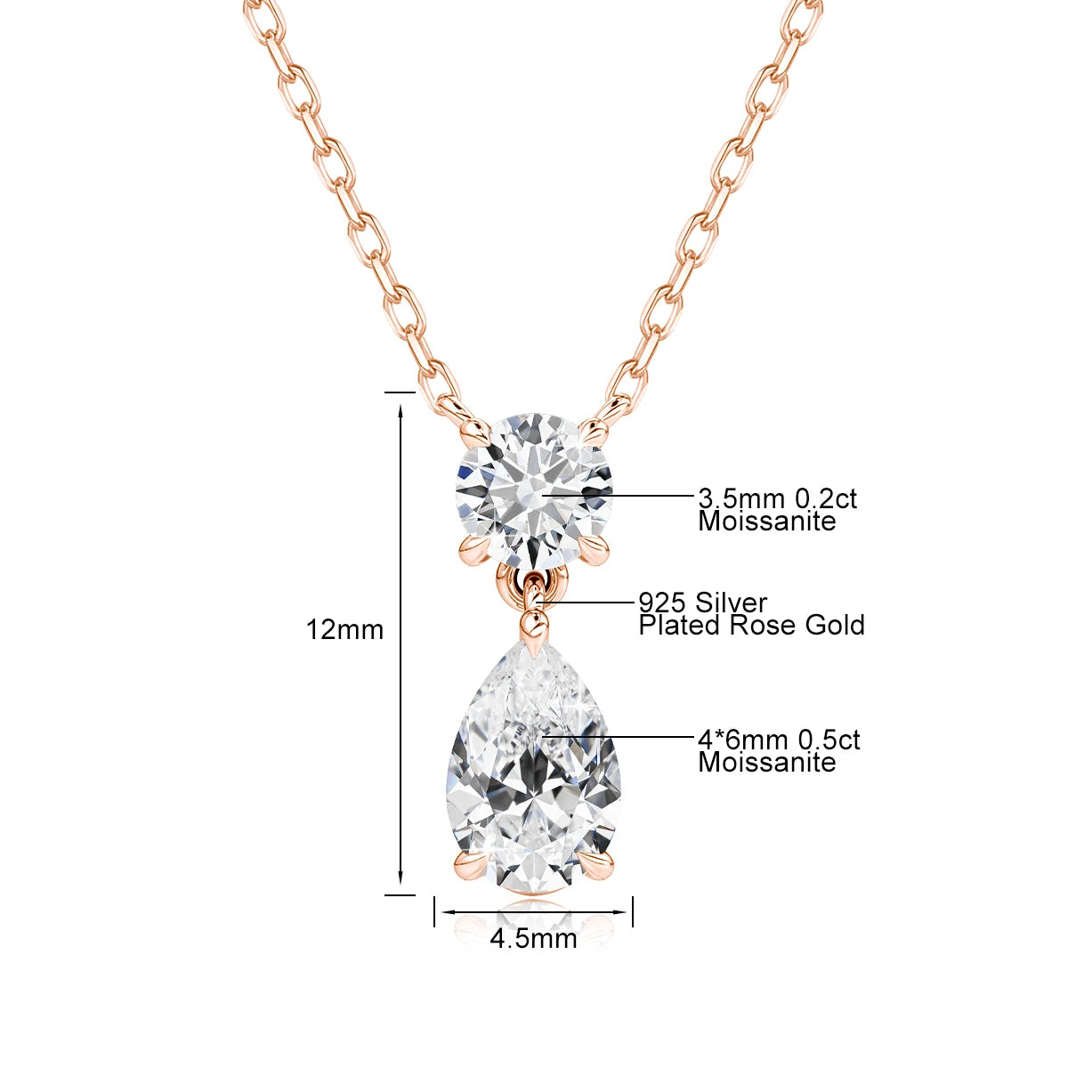 Trendy Lovers' Real 14k Gold Necklace Pear Cut Moissanite Diamond 3 Carat 7*11mm Wedding K gold Jewelery for Women Certified