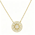 Newshe Solid 925 Sterling Silver Moissanite Sunburst Pendant Necklace 14K Gold Plated Dainty Chain for Women Jewelry Gift