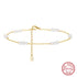 Rinntin 925 Sterling Silver Natural Pearls Anklets for Women Girls Fashion Foot Bracelet Ankle Straps Pearls Summer Jewelry SA36