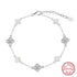 Rinntin 925 Sterling Silver Shell 14K Gold Four Leaf Clover Bracelet Waterproof Flower Bracelets Jewelry for Women Girls Gift
